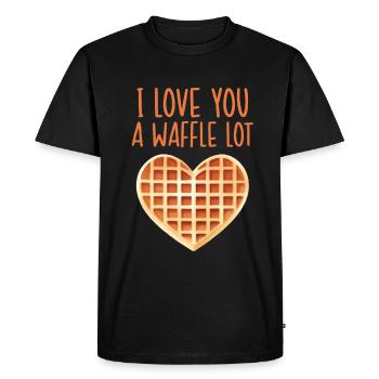 Je t’aime une quantité de gaufres - T-shirt Premium bio Homme - noir - Devant - Nico (187cm)