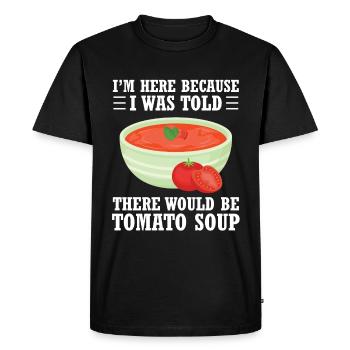 Je suis ici parce qu’on m’a dit qu’il y avait de la tomate - T-shirt Premium bio Homme - noir - Devant - Nico (187cm)