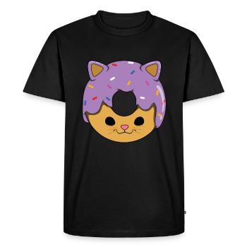 Cat Donut - Men's Premium Organic T-Shirt - black - Front - Nico (187cm)