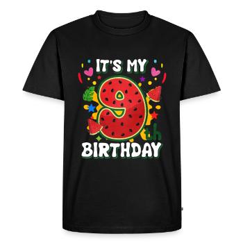 9 Birthday Watermelon Summer Gift - Men's Premium Organic T-Shirt - black - Front - Nico (187cm)