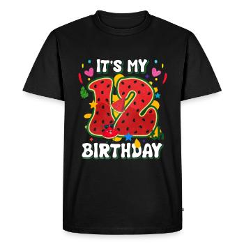 12th Birthday Watermelon Summer Gift - Men's Premium Organic T-Shirt - black - Front - Nico (187cm)