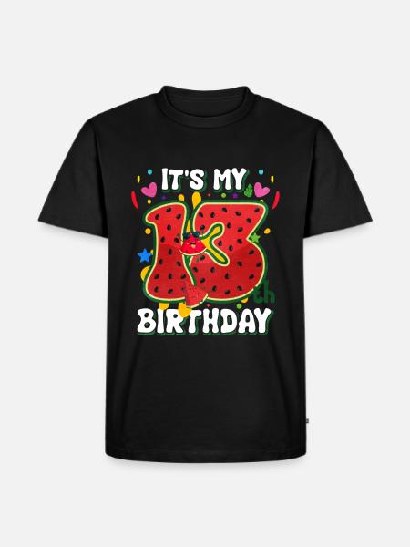 13th Birthday Watermelon Summer Gift - Men's Premium Organic T-Shirt - black