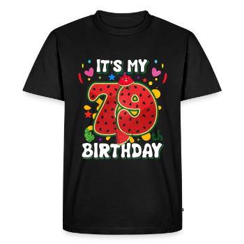 79th birthday watermelon - Men's Premium Organic T-Shirt - black - Front - Nico (187cm)