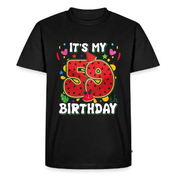 59th Birthday Watermelon - Men's Premium Organic T-Shirt - black - Front - Nico (187cm)