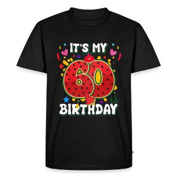 60th Birthday Watermelon - Men's Premium Organic T-Shirt - black - Front - Nico (187cm)