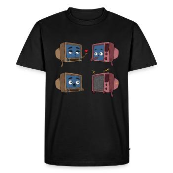 Couple d’amour à la télévision - T-shirt Premium bio Homme - noir - Devant - Nico (187cm)