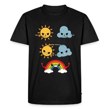Sun, Clouds, Rainbow - Men's Premium Organic T-Shirt - black - Front - Nico (187cm)