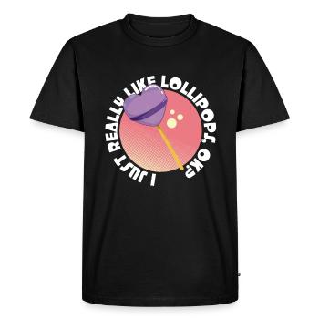 Cadeau de bonbons Lollipop - T-shirt Premium bio Homme - noir - Devant - Nico (187cm)