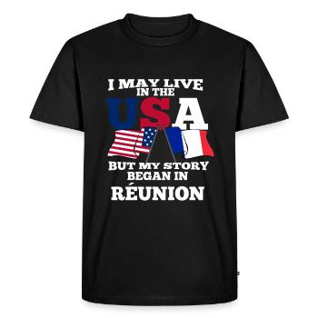 Réunion - T-shirt Premium bio Homme - noir - Devant - Nico (187cm)