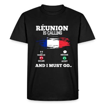 Réunion - T-shirt Premium bio Homme - noir - Devant - Nico (187cm)