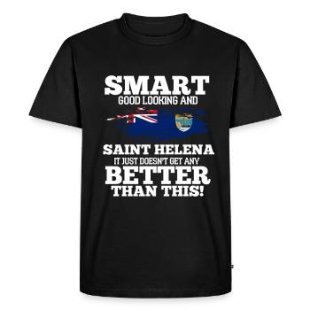 Saint Helena - Men's Premium Organic T-Shirt - black - Front - Nico (187cm)