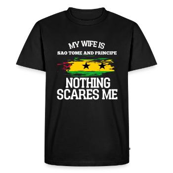São Tomé - T-shirt Premium bio Homme - noir - Devant - Nico (187cm)
