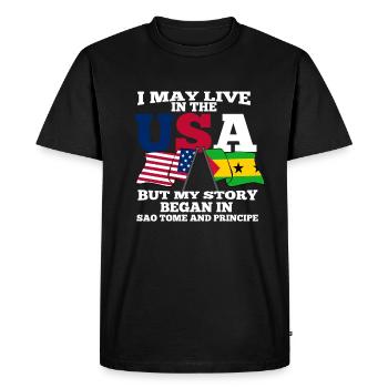 São Tomé - T-shirt Premium bio Homme - noir - Devant - Nico (187cm)