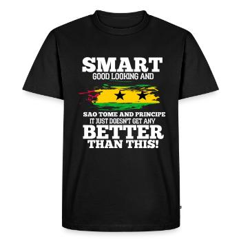 São Tomé - T-shirt Premium bio Homme - noir - Devant - Nico (187cm)