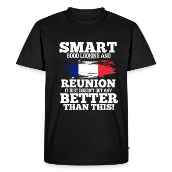 Réunion - T-shirt Premium bio Homme - noir - Devant - Nico (187cm)