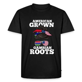 Gambia - Men's Premium Organic T-Shirt - black - Front - Nico (187cm)