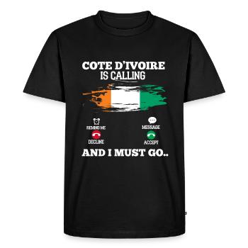Côte d’Ivoire - T-shirt Premium bio Homme - noir - Devant - Nico (187cm)