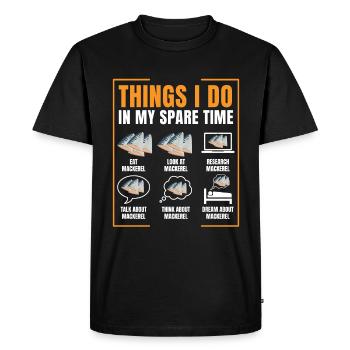 Maquereau Mackrel Pêche en eau salée - T-shirt Premium bio Homme - noir - Devant - Nico (187cm)