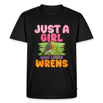 Wren Bird - Men's Premium Organic T-Shirt - black - Front - Nico (187cm)