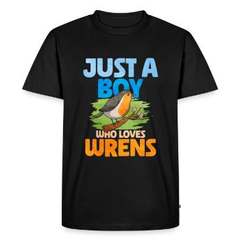 Wren Bird - Men's Premium Organic T-Shirt - black - Front - Nico (187cm)