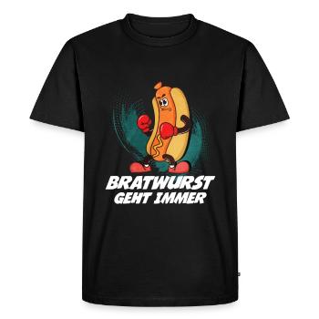 Bratwurst as a gift - Men's Premium Organic T-Shirt - black - Front - Nico (187cm)