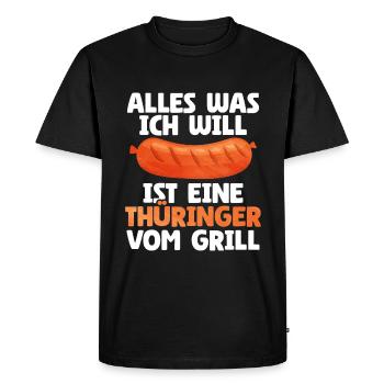 Bratwurst as a gift - Men's Premium Organic T-Shirt - black - Front - Nico (187cm)