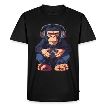 Chimpanzee Video Game - Men's Premium Organic T-Shirt - black - Front - Nico (187cm)