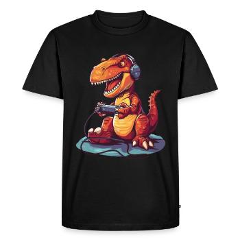 Dinosaur Video Game - Men's Premium Organic T-Shirt - black - Front - Nico (187cm)