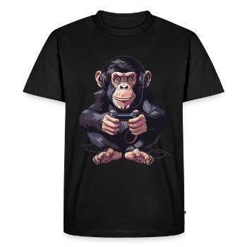 Chimpanzee Video Game - Men's Premium Organic T-Shirt - black - Front - Nico (187cm)