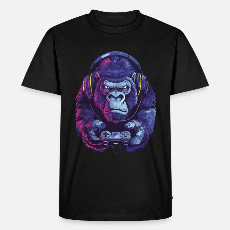 Gorilla Videospiel - Männer Premium Bio T-Shirt - Schwarz