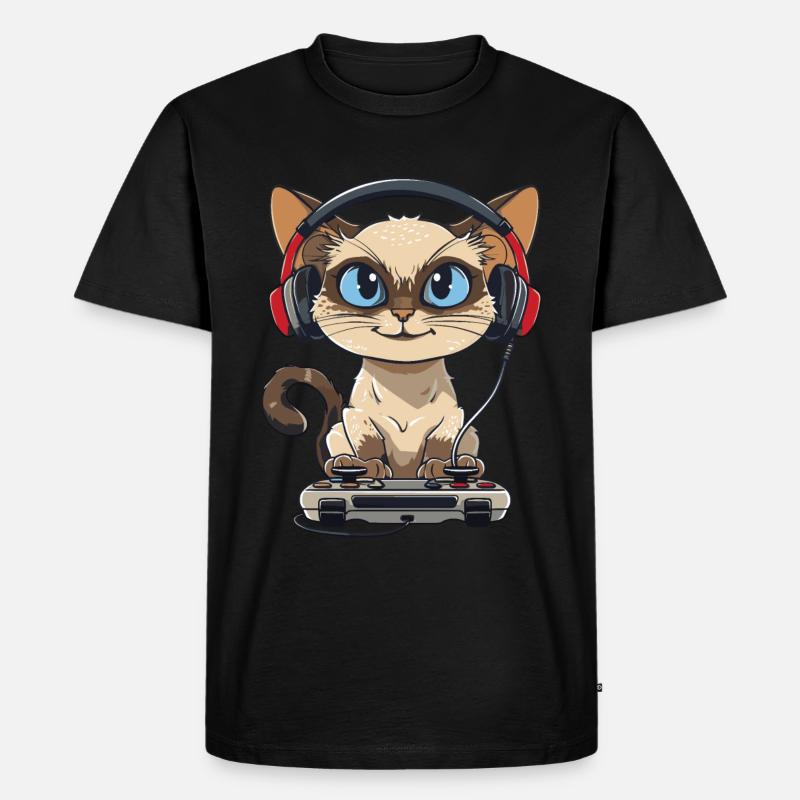 Siamesisches Videospiel - Männer Premium Bio T-Shirt - Schwarz