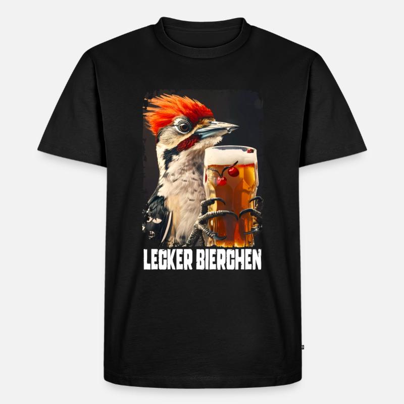 Lecker Bierchen Specht - Männer Premium Bio T-Shirt - Schwarz