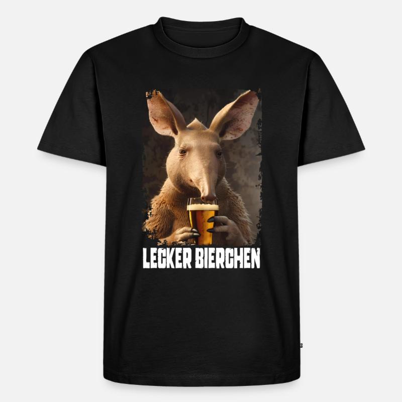 Lecker Bierchen Erdferkel - Männer Premium Bio T-Shirt - Schwarz