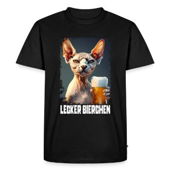 Sphynx à la bière délicieuse - T-shirt Premium bio Homme - noir - Devant - Nico (187cm)