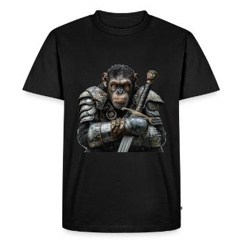 Chimpanzé Chevalier Moyen Âge - T-shirt Premium bio Homme - noir - Devant - Nico (187cm)