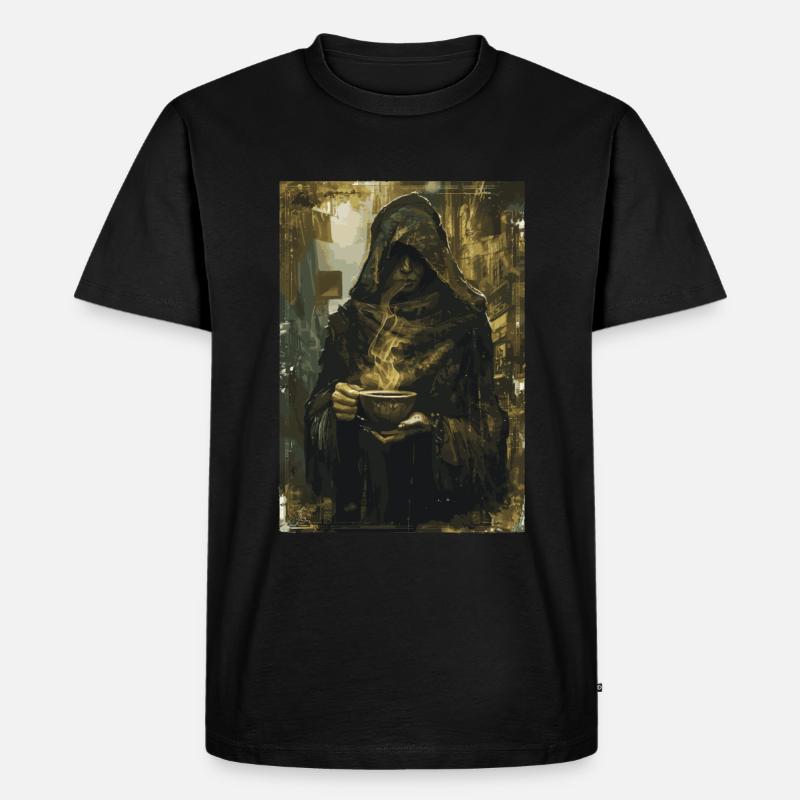 Der Kaffeetrinker Tarot - Männer Premium Bio T-Shirt - Schwarz