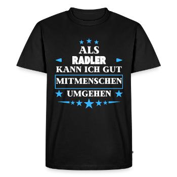 Avoid fellow human beings as cyclists. - Men's Premium Organic T-Shirt - black - Front - Nico (187cm)