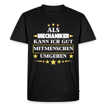 Traiter les autres êtres humains en tant que mécanicien. - T-shirt Premium bio Homme - noir - Devant - Nico (187cm)