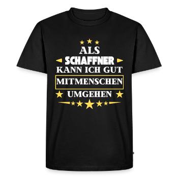 Traiter avec ses semblables en tant que chef d'orchestre. - T-shirt Premium bio Homme - noir - Devant - Nico (187cm)