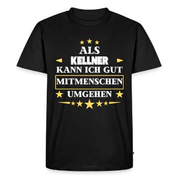 Traiter avec d'autres êtres humains en tant que serveur. - T-shirt Premium bio Homme - noir - Devant - Nico (187cm)