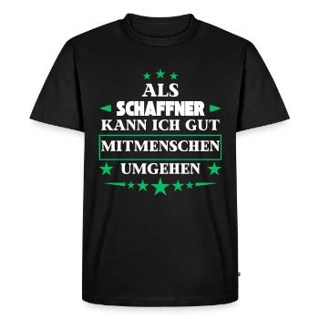 Traiter avec ses semblables en tant que chef d'orchestre. - T-shirt Premium bio Homme - noir - Devant - Nico (187cm)
