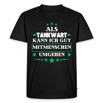Traiter avec d'autres êtres humains en tant que pompiste. - T-shirt Premium bio Homme - noir - Devant - Nico (187cm)