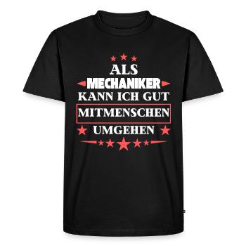 En tant que mécanicien, il contourne les autres êtres humains. - T-shirt Premium bio Homme - noir - Devant - Nico (187cm)