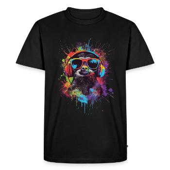 Faultier - Männer Premium Bio T-Shirt - Schwarz - Vorne - Nico (187cm)