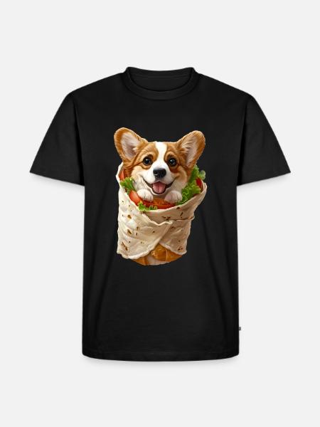 Corgi Burrito - Männer Premium Bio T-Shirt - Schwarz