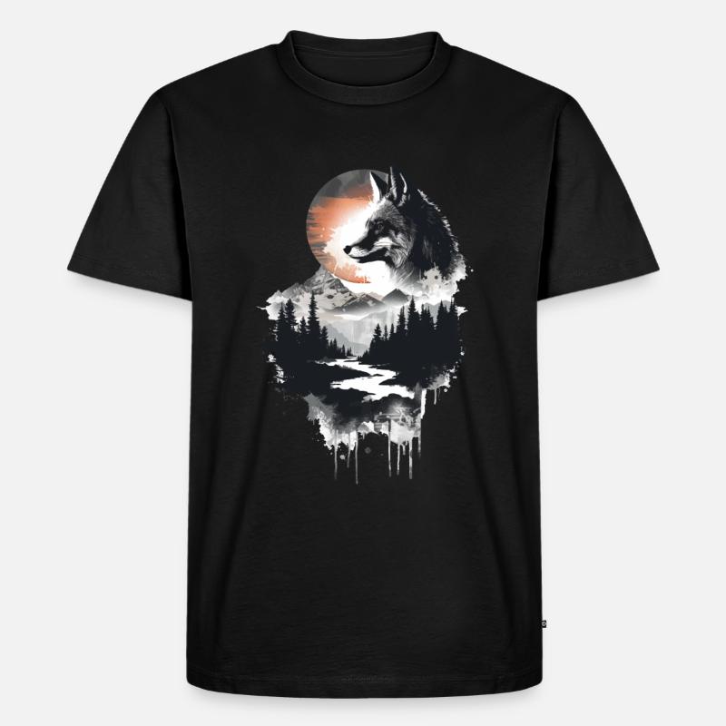 Fuchs - Männer Premium Bio T-Shirt - Schwarz