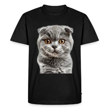 Chat écossais à oreilles repliées - T-shirt Premium bio Homme - noir - Devant - Nico (187cm)