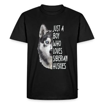 Husky sibérien - T-shirt Premium bio Homme - noir - Devant - Nico (187cm)