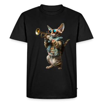 Devon Rex Trumpet - Men's Premium Organic T-Shirt - black - Front - Nico (187cm)