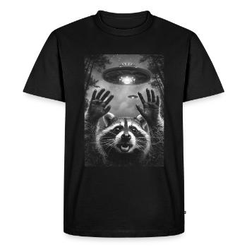 Ufo Selfie Raccoon - Men's Premium Organic T-Shirt - black - Front - Nico (187cm)